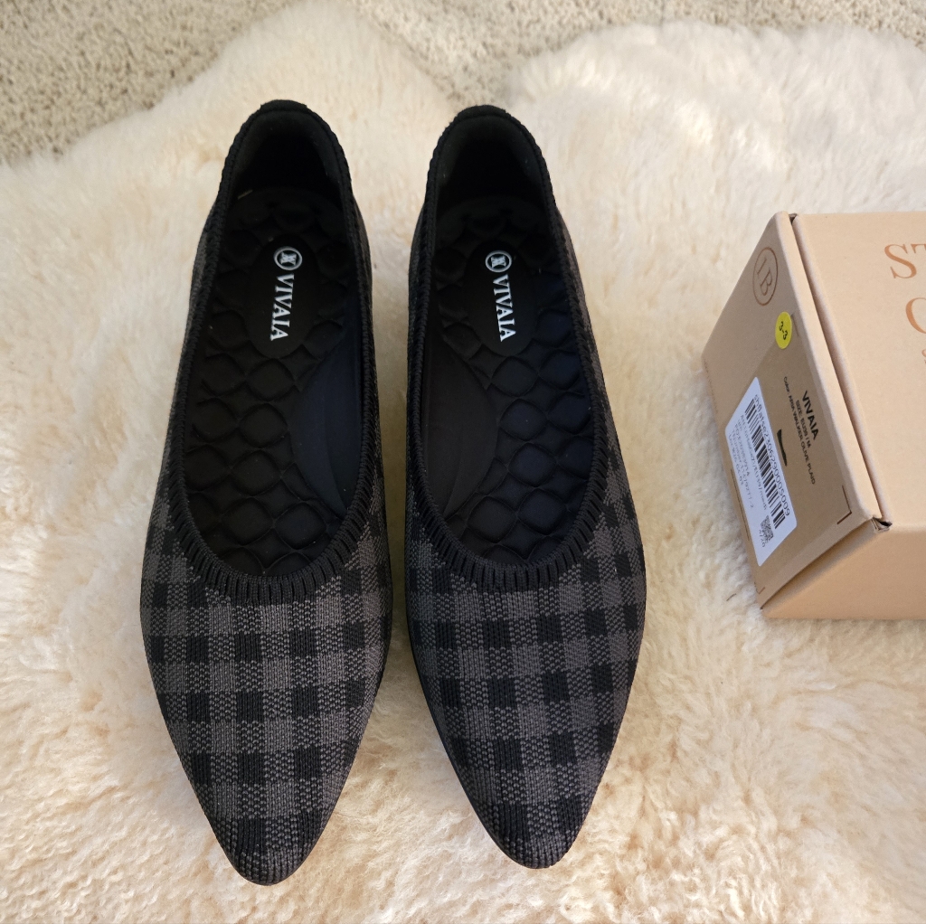 Vivaia Aria Walker Olive Plaid Pointed Women's Ballet Flats Shoes Size 8 Nwb